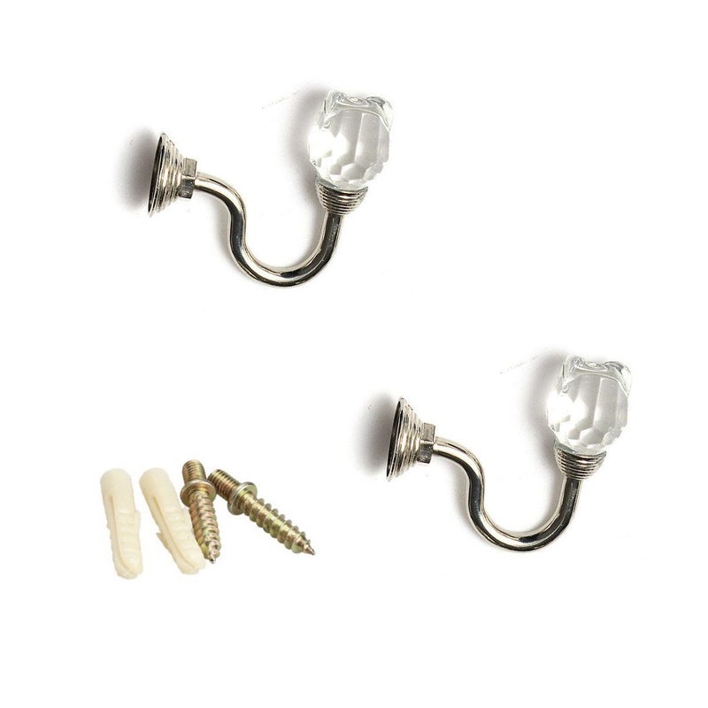 yueton Pack of 2 Vintage Crystal Rose Pattern Wall Curtain Hook Coat Hat Handbags Towel Single Hook Wall Mount Hanger - Image 1